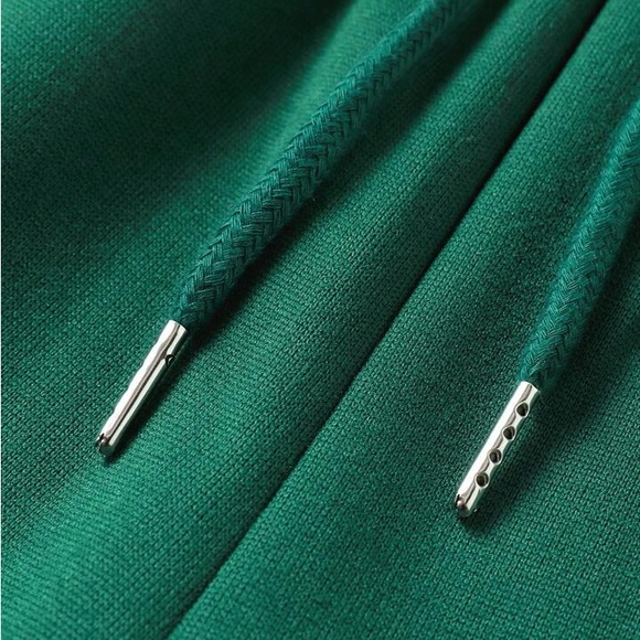 🟪 Solid Drawstring Forest Green Waist Thermal Lined Sweatpants - Picture 5 of 7